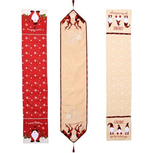 Christmas Decor Table Runner Waterproof Oilproof Tablecloth Exquisite Fabric Creative Santa Claus Pattern Table Cover