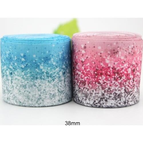 Pink Blue Gradient hot transfer Printed 38mm Grosgrain Ribbon Set 10 yards DIY Handmade Gift Packing Wedding Decoration ribbons