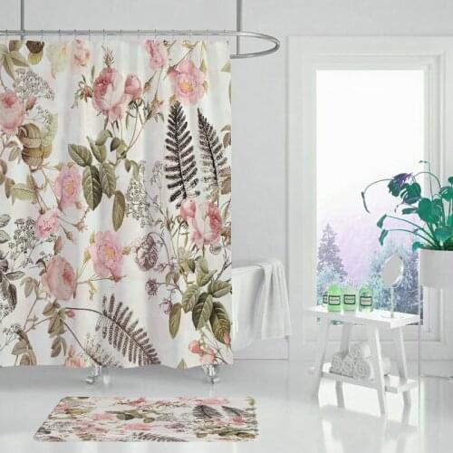 Garden Flowers Plant Elegant Shower Curtain Bathroom Curtains Fabric Waterproof Polyester 180x180cm Scenery Beautiful Fantasy
