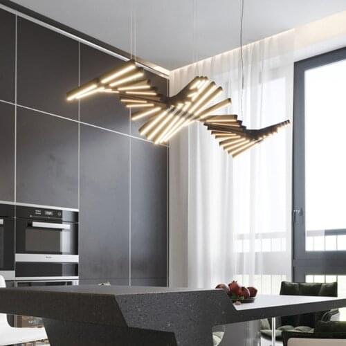 2019 New LED LOFT piano wave LED Pendant Lights bamboo shape ribs Dimming vintage light ins Led restaurant office art lamp