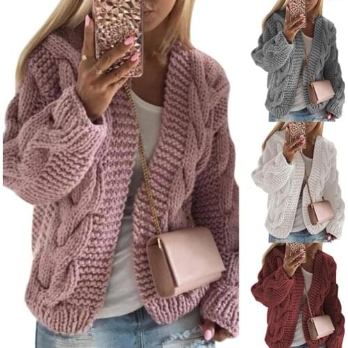 2020 Women Casual Autumn Winter Solid Color Braid Knitted Sweater Jacket Cardigan Womens Clothing свитер женский pull femme
