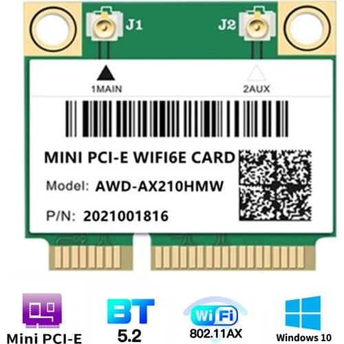 Wifi 6E TL-AX210 3000Mbps Bluetooth 5.2 For Intel AX210 AX210HMW Wireless Mini PCI-E Wifi Card 802.11ax 2.4G/5Ghz/6Ghz Adapter
