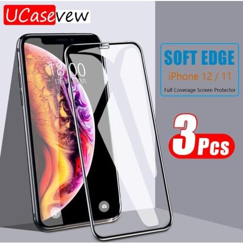 3PCS Soft Edge Full Cover Tempered Glass Screen Protector For iPhone 12 11 Pro MAX XS XR 8 7 6s Plus HD Screen Protector Film