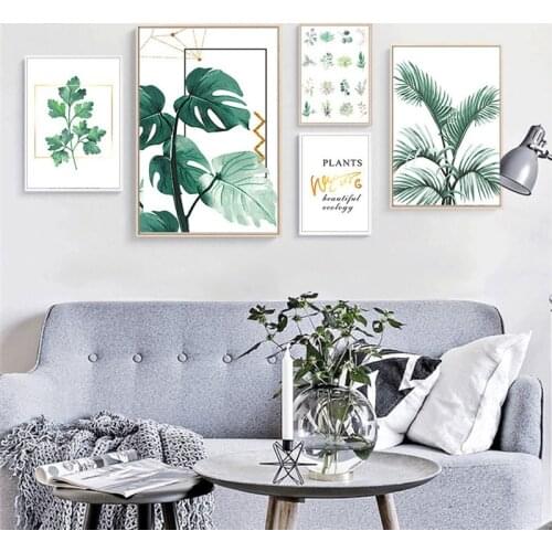 Green Plant Nordic Canvas Painting Home Decor Wall Art Print Leaves Branch Poster Letter Living Room Bedroom Picture No F