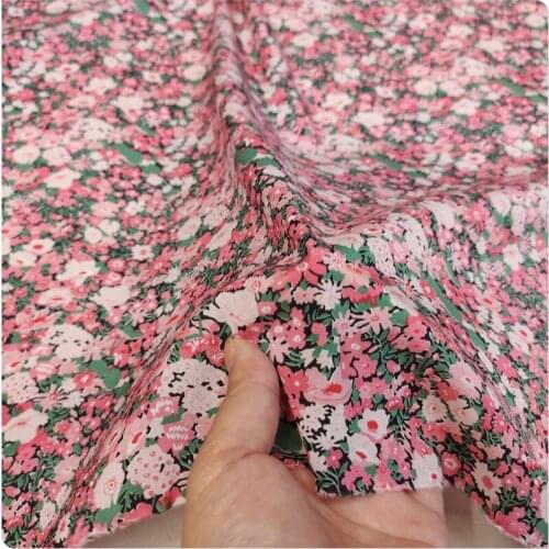 1 Meter X 1.4 Meter 2021 Summer Cute Pink Flowers Stretch Crepe De Chine Silk Shawl Dress Shirt Garment Fabric