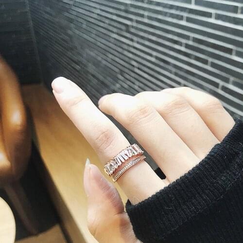 MENGJIQIAO 2018 New Delicate Shiny Cubic Zircon Women Rings Micro Paved CZ Stone Double Layer Open Ring Fashion Jewelry Gifts