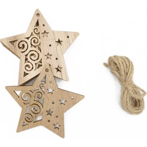10pcs Wooden Star Christmas Ornaments Unfinished Craft Natural Wood Slices for Kids DIY Holiday Festival Wedding Party Ornaments