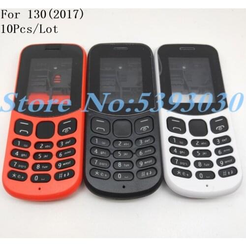 10Pcs/Lot For Nokia 130 2017 TA-1017 New Full Complete Mobile Phone Housing Facing Case+battery Back door +English Keyboard+Logo