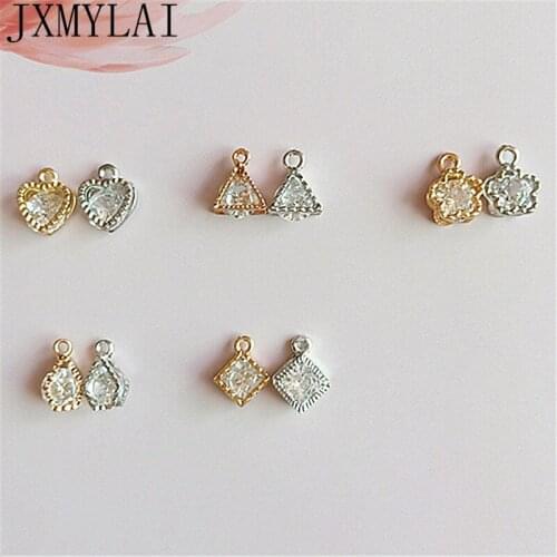 10 PCS Trendy Delicate Metal Alloy Zircon Pendant Charms Earrings Hair Accessories DIY Jewelry Findings