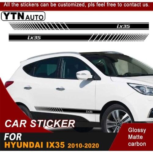 2pcs Car Sticker For Hyundai IX35 2010-2016 2017 2018 2019 2020 Cool Side Body Stripe Graphic Vinyl Car Decals Car Accessories