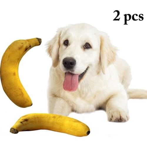 2Pcs/Set Banana Shape Dog Toys Lifelike Puppy Squeaky Toy Plush Dog Toys Puppy Chew Toy Pet Supplies Dog Favors