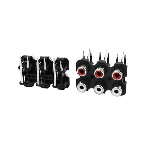 2Pcs Audio Video Concentric RCA Socket 6 Female Jack Connector Adapter