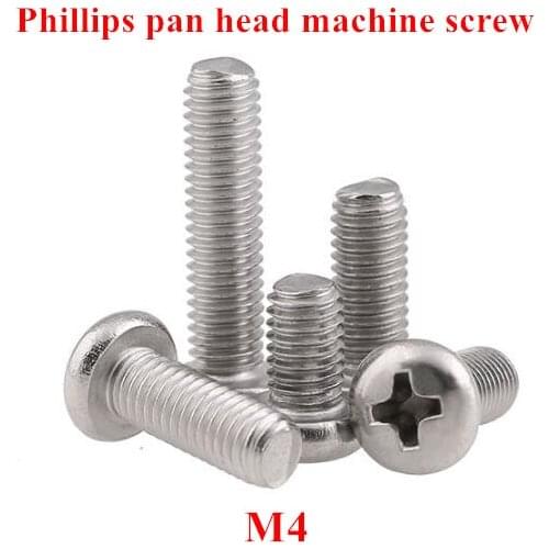 20pcs M4 DIN7985 GB818 304 Stainless steel Cross Recessed Pan head screw Phillips Screws PM M4*4/5/6/8/10/12/14/16/18/20/25mm