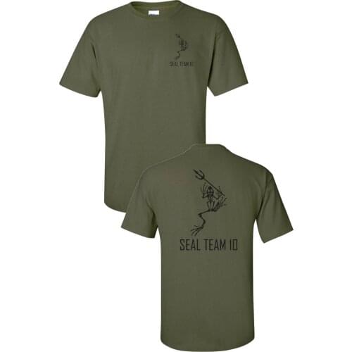 2019 Fashion Cotton T-shirt Navy Seals Team 10 Skeleton Frog w/ Spear Printed Front Back Mens Tee Shirt 716