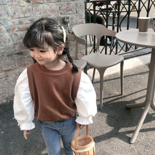 2021 Baby Girls Cutout Cotton full Shirts Patchwork sweater Cute Children kids Blouse Clothes