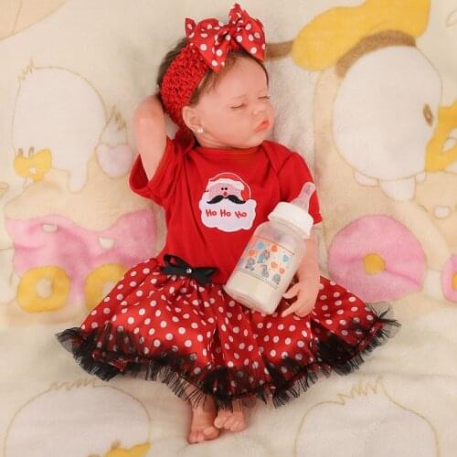 43CM Christmas Present Reborn Doll With Crooked Mouth Sleeping Girl Princess Lovely Silicone Baby Dolls For Kid Gift