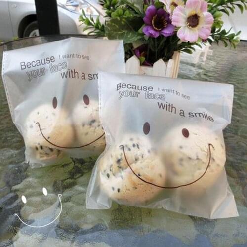 50pcs NEW Smiley Face Self Adhesive Packing Plastic Candy Cookie DIY Bags Gift cookie bag