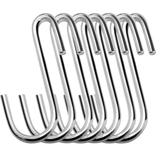 Home Accessories 4/8Pcs S-shaped Stainless Steel Hanging Hooks Kitchen Bathroom Hangers Holder Home Organization S-Shaped Hooks