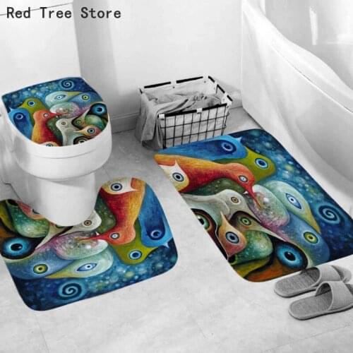 Art Bird 3D Water Absorption Bath Mat Set Anti-slip Bathroom Kitchen Living Room Bedroom Toilet Floor Carpet 3pcs Home Textile