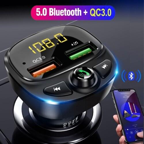 QC 3.0 Dual USB Charger Car Bluetooth 5.0 Fm Transmitter MP3 Player Car Kit TF Card Car Quick Charge Adapter Handsfree Calling