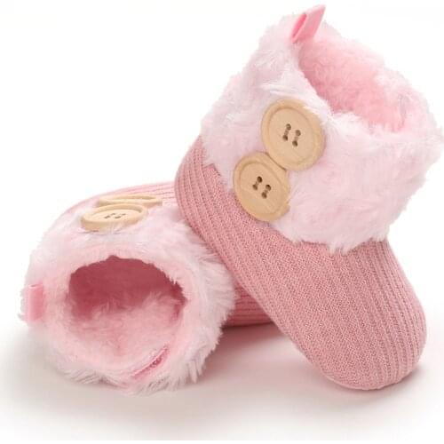 Baby First Walkers Baby Toddler Winter Warm Soft Knitted Plush Boots Girl Boy Snow Booties Crib Warm Shoes 0-18M