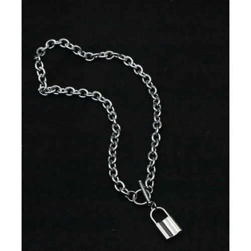 Lock Chain Necklace with A Padlock Pendants for Women Men Punk Jewelry Neck 2021 Grunge Aesthetic Egirl Eboy Accessories jp