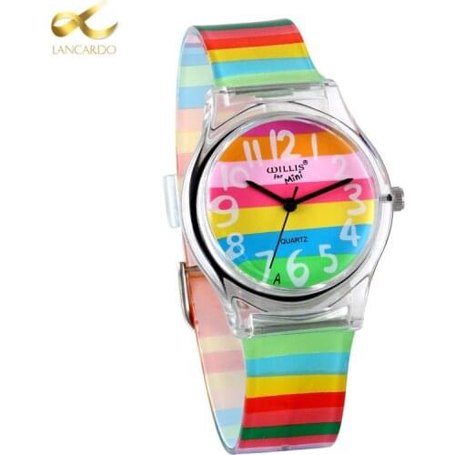 LANCARDO Rainbow Quartz Watch Women Ladies Christmas Brand Luxury Girl Silicone Wrist Watch Clock Montre Femme Relogio Feminino