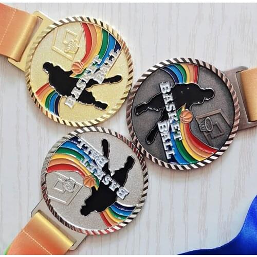 Slam dunk color medal + color ribbon is suitable for all kinds of basketball games 6.8CM