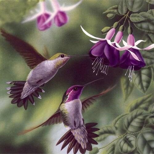 DIY Diamond Painting Cross Stitch hummingbird flower 5D Square Rhinestone Picture full Diamond Embroidery Mosaic Crafts Handmade