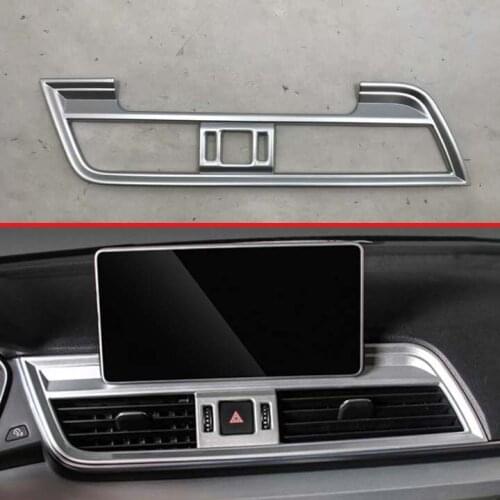 For Audi Q5 FY 2018 2019 ABS Chrome Matte Middle Air Vent Outlet Cover Dashboard Trim Bezel Frame Molding Garnish Accent Stylin