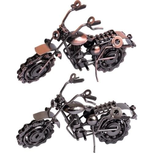Wrought Iron Electroplating Motorcycle Mini Chain Motorbike Model Home Office Decoration Ornaments Children Toy