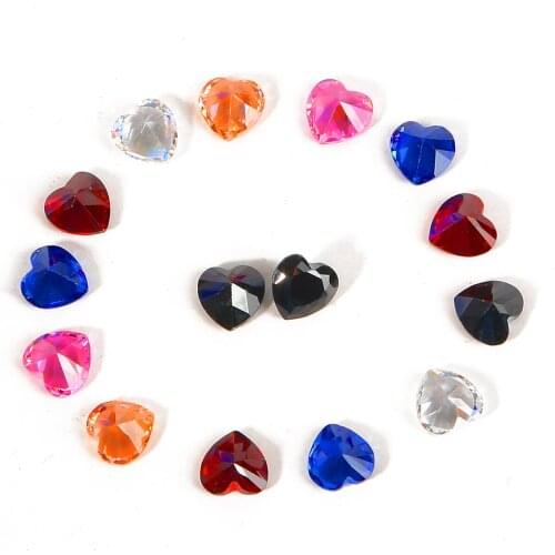 Artificial Color Peach Heart Zircon Heart Shaped Gemstone Shiny Crystal Zircon Glue on Rhinestone Beads Phone DIY Accessories