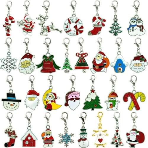 JINGLANG Mix Sale Christmas Decoration Fashion Lobster Clasp Christmas Style Charms DIY For Jewelry Making Accessories