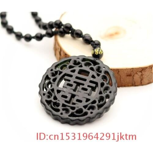 Pendant Black Green for Necklace Carved Chinese Obsidian Jewelry Accessories Men Charm Natural Amulet Jade Gifts