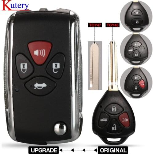 Kutery 2/3/4 Buttons Updated Flip Remote Key Case For Toyota Crown Avlon Corolla Camry RAV4 Reiz Yaris Prado Key Shell
