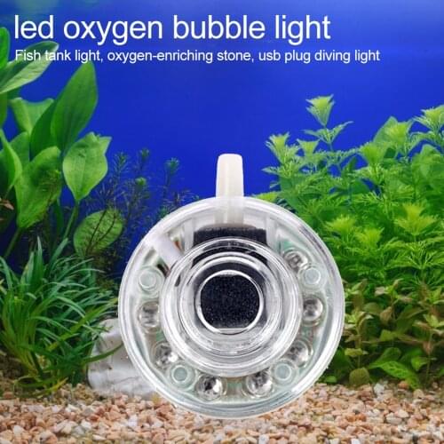 AC90-260V Fish Tank Oxygen Bubble Lamp LED Color Changing USB Aquarium Underwater Submersible Gas Stone Chrom Light