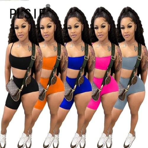 Summer Hot Reocmmend Deep V Neck Sleeveless Crop Top And Hot Short 2 Pieces Set Sexy Tight Tracksuits