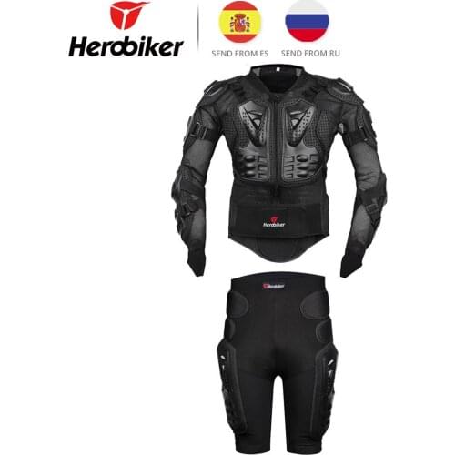 Herobiker Motorcycle Body Armor Protective Jacket+ Gears Short Pants Hip Protector Kits Motorcycle Riding Suits RU/ES Warehouse