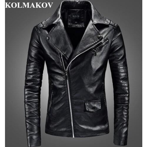 KOLMAKOV 2020 New Mens Jackets PU Faux Leather Short Jacket Men Slim Fit Fashion Motorcycle Solid Overcoats Homme M-3XL