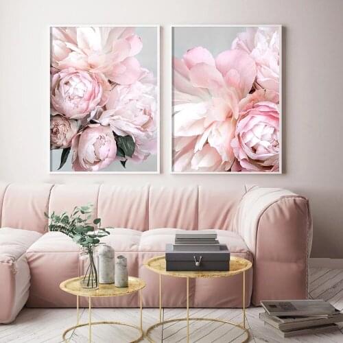 Peony Nordic Style Wall Art Canvas Poster Print Flower Painting Minimalist Scandinavian Decoration Picture Living Room Decor