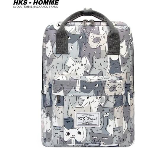 2020 New Women Backpack Cartoon Mochila for Girls Boys Travel Rucksack Cute Cat Printing Shoulder Bag for Teenage College School