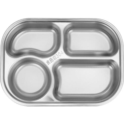 M17D 304 Stainless Steel Divided Plates Tray Kids Mes Trays Portion Control Durable Restaurant Steel Plates Mes Trays Gift