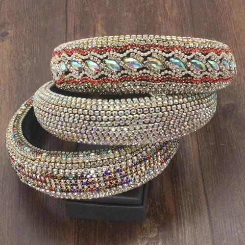 Rhinestones Pearl pellet Luxury heavy industry Baroque Sparkly Big Padded Headbands AB Crystal accessories Women Headband