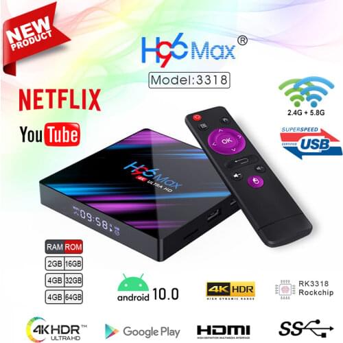 2021 H96 MAX RK3318 Smart IP TV Box Android 10.0 2GB 4GB/16G 32G 64G 4K Google Youtube Media Player Set top box 2GB16GB