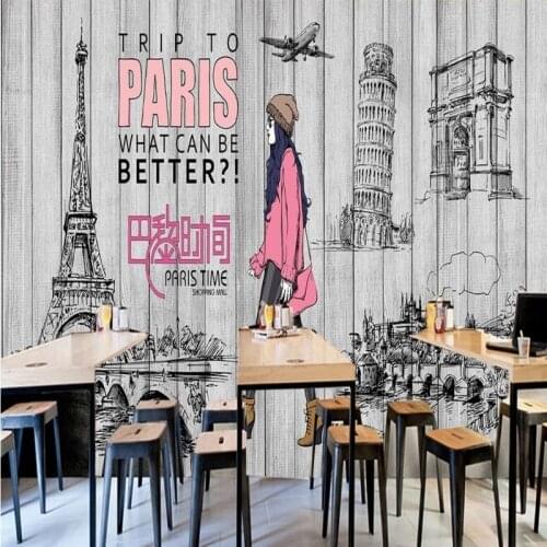 Drop Shipping Custom 3d Wallpaper Retro Nostalgic Fashion Wooden Beauty Clothing Shop Wallpaper Shopping Mall Corridor Mural