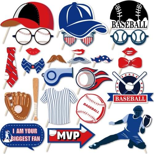 PZ193 25pcs Sports Party DIY Baseball Photobooth Props Baby Shower Party Decorations Kids Happy Birthday Party Supplies