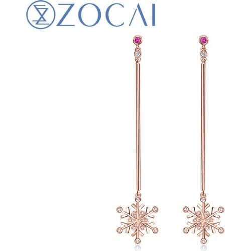 ZOCAI Design Earrings 0.02 CT Certified Red Ruby with 0.06 CT certified Diamond Earrings 18K Rose Gold (Au750) TGE80181T_1
