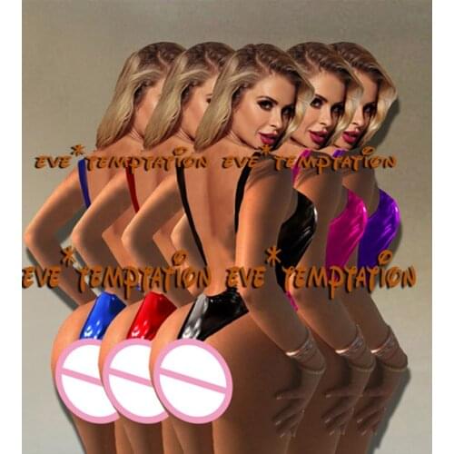 Sexy glisten Metallic PVC FAUX LEATHER Underwear Lingerie nightclub Babydoll Lingerie Body BABYDOLL Bikini Sleepwear A081