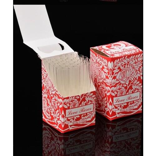 Glass Love Rose Glass Tube With Plastic Flower Inside 36pcs in one box glass smoke pipe tobacco pipe smoking accessory#143