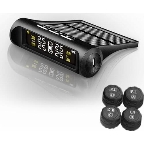 TPMS Tyre Pressure Monitoring System Solar Power Auto Security Alarm Systems with 4 external sensors Careud Tyre Pressure